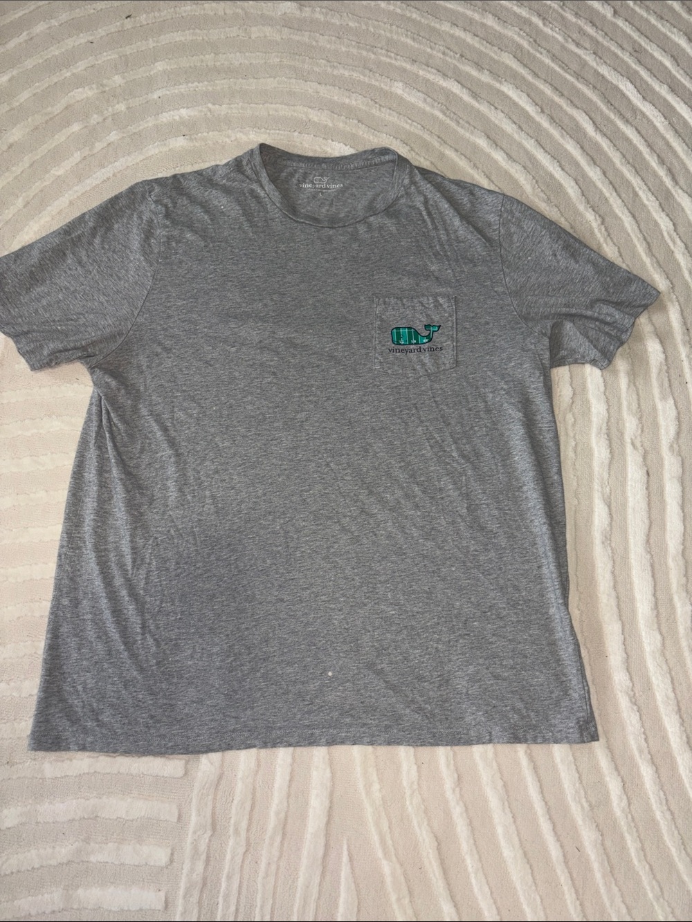 Vineyard Vines Gray Pocket Tee with Green Whale Logo